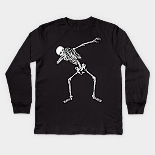 Dabbing Skeleton Halloween Kids Long Sleeve T-Shirt